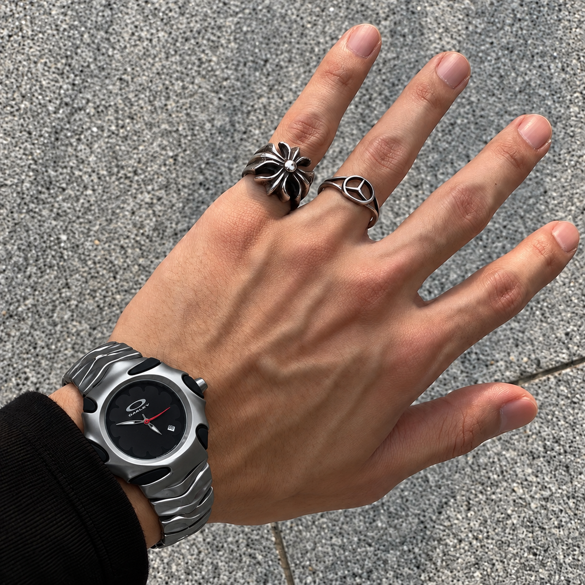 Oakley Blade Watch – Black Flower Dial, Matte Bracelet