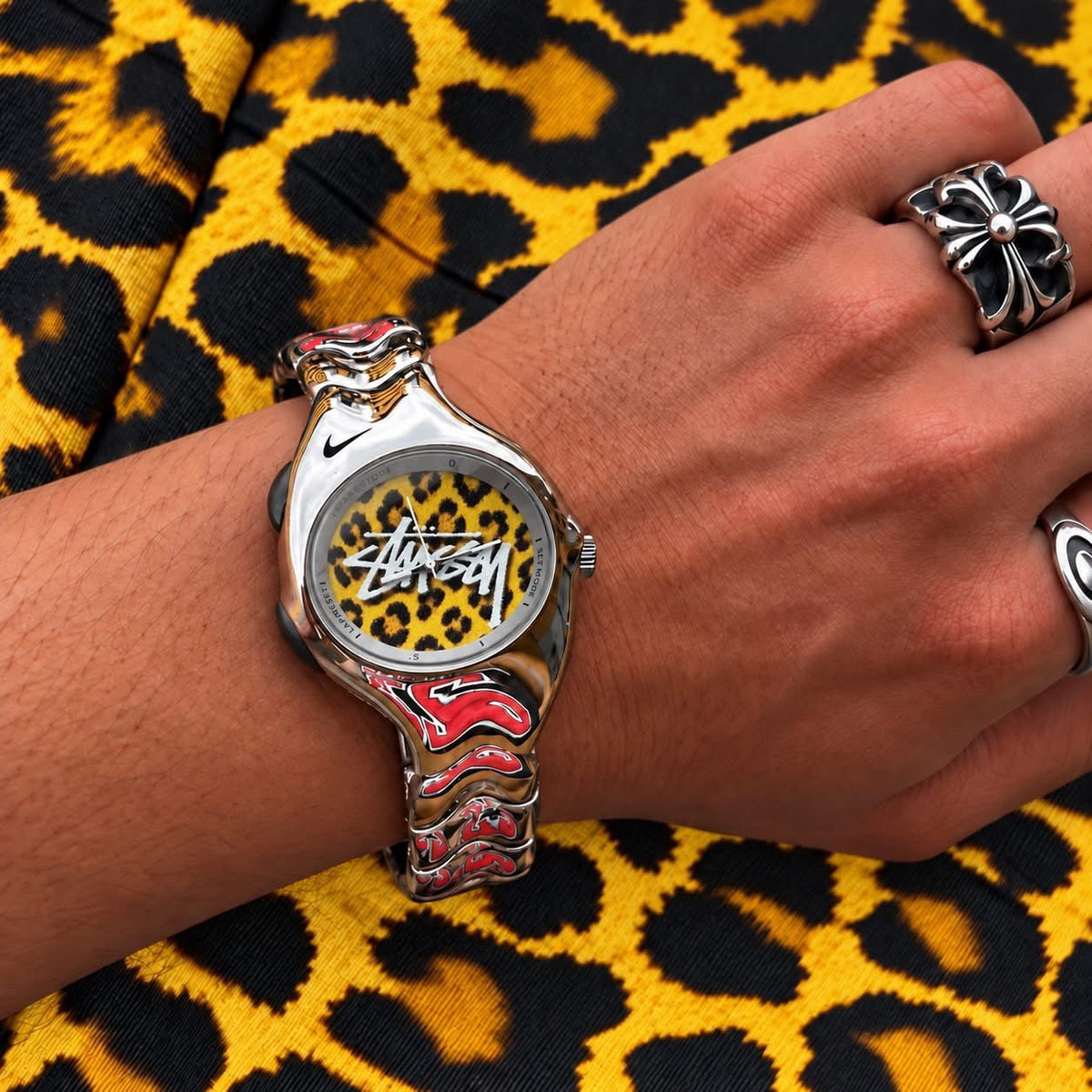 Vintage Nike Triax Armored Watch – Custom Stüssy Yellow Leopard Dial