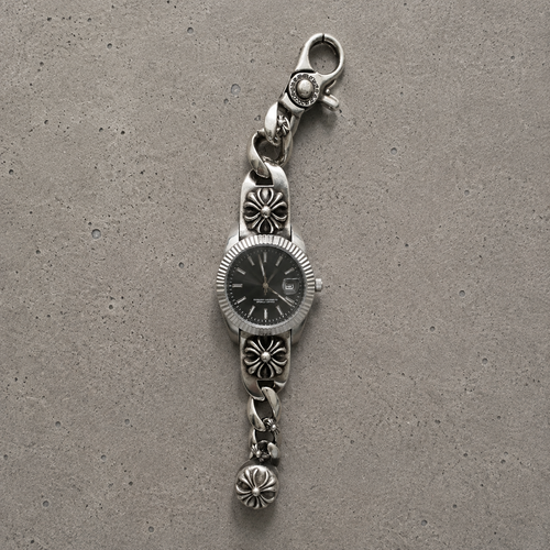 Chrome Hearts Vintage Floral Cross Bracelet Watch – Black Dial