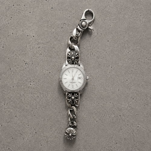 Chrome Hearts Vintage Floral Cross Bracelet Watch – White Dial