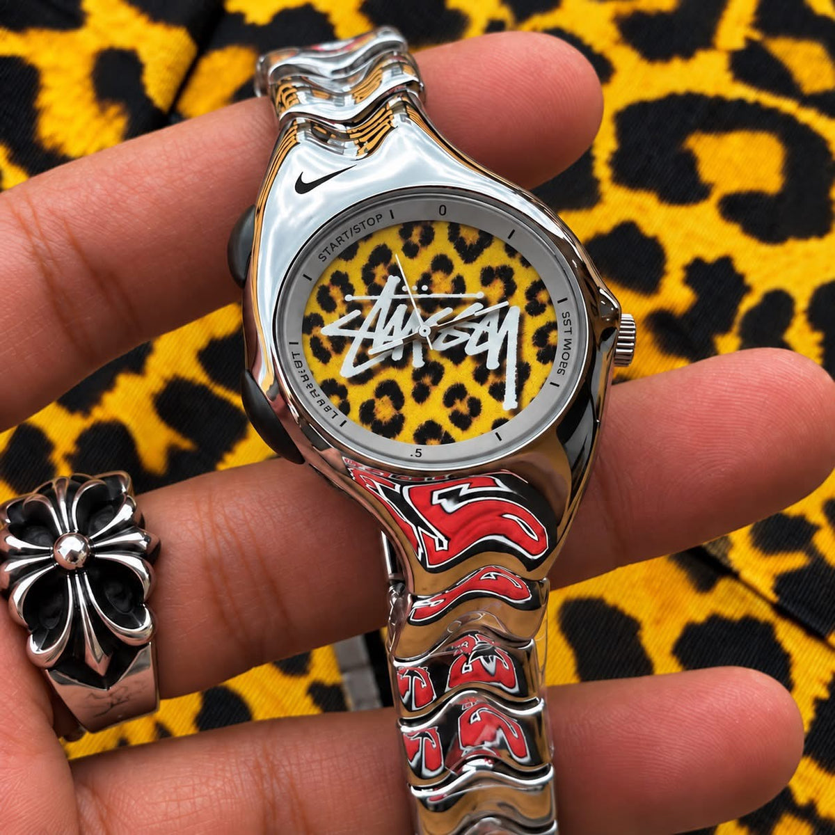 Vintage Nike Triax Armored Watch – Custom Stüssy Yellow Leopard Dial