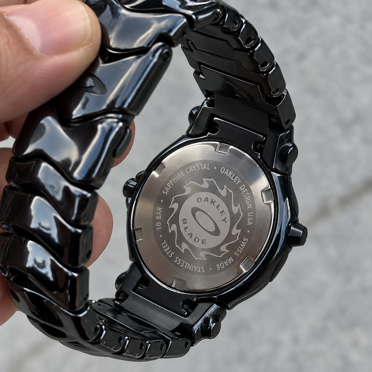Oakley Blade Watch – Blue Flower Dial,Polished Bracelet