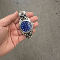 Chrome Hearts Vintage Floral Cross Bracelet Watch – Blue Dial