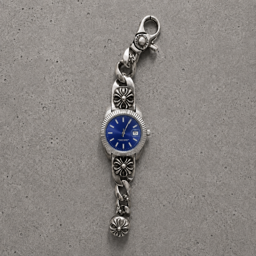 Chrome Hearts Vintage Floral Cross Bracelet Watch – Blue Dial