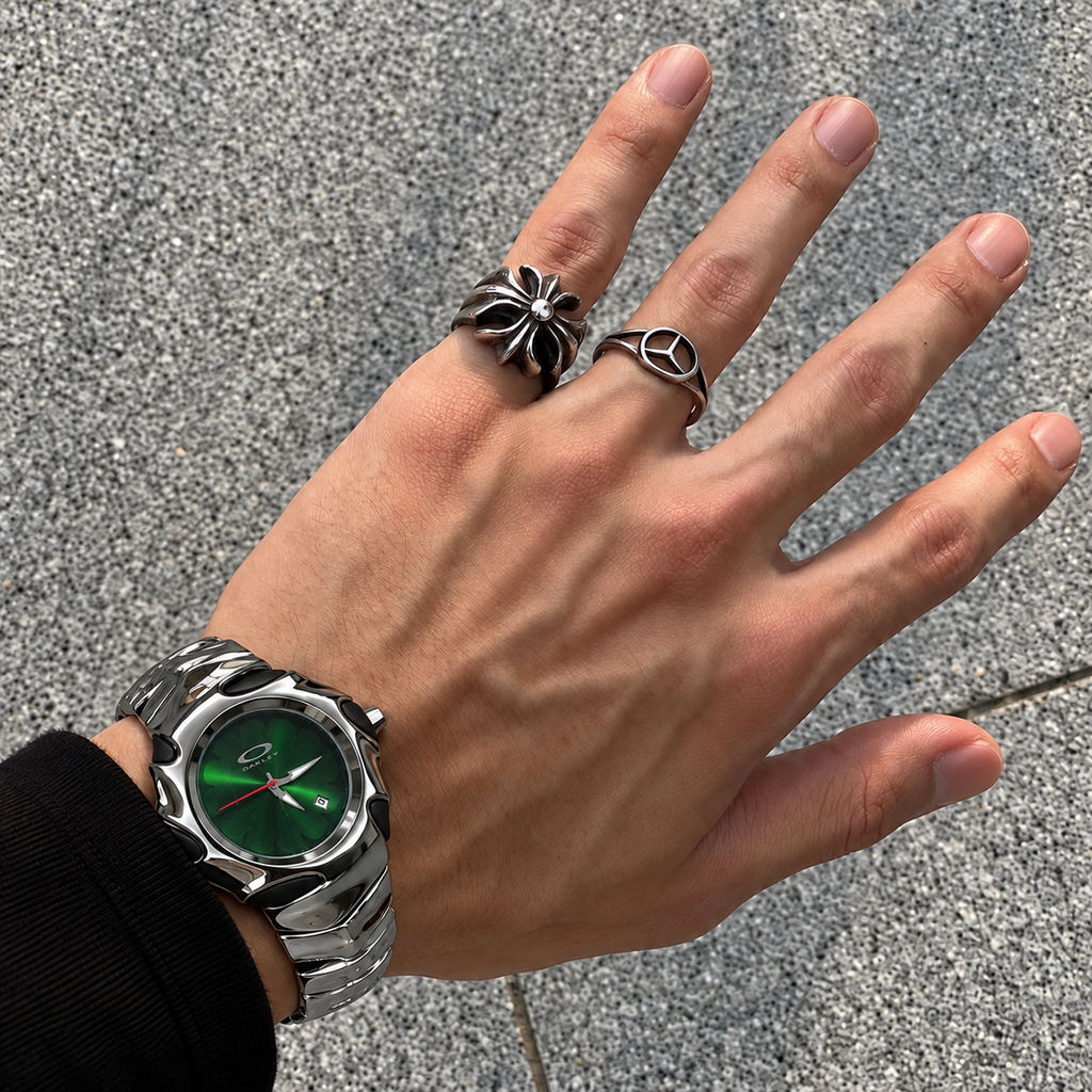 Oakley Blade Watch – Green Flower Dial, Polished Bracelet