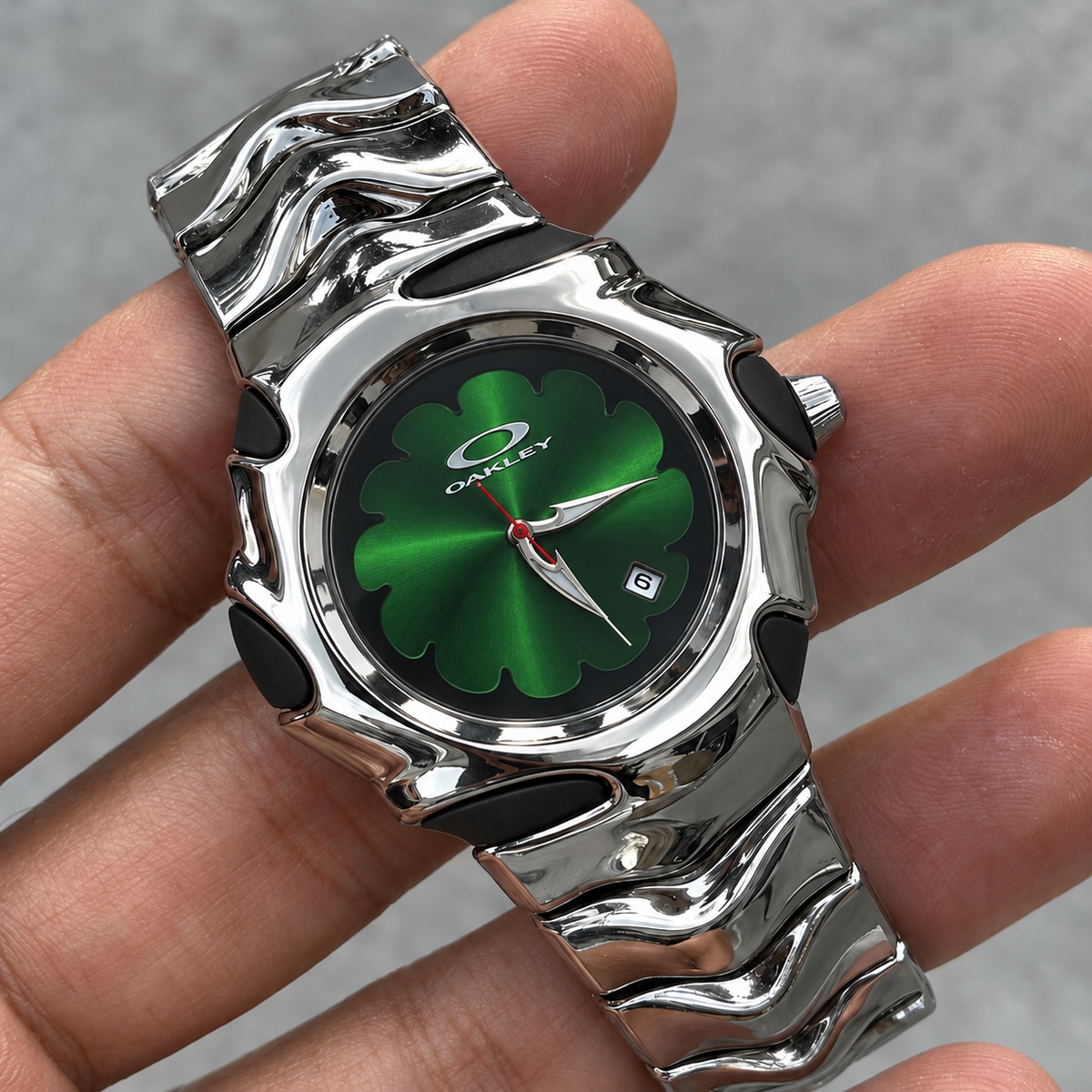 Oakley Blade Watch – Green Flower Dial, Polished Bracelet