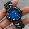 Oakley Blade Watch – Blue Flower Dial,Polished Bracelet