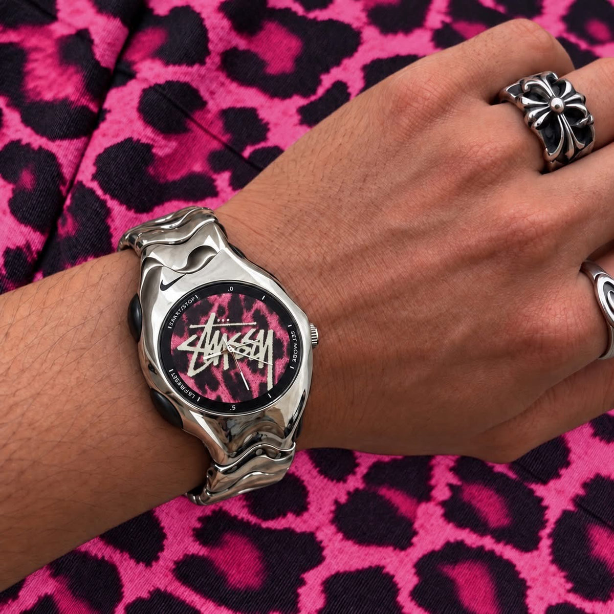 Vintage Nike Triax Armored WR0068 – Custom Stüssy Pink Leopard Watch