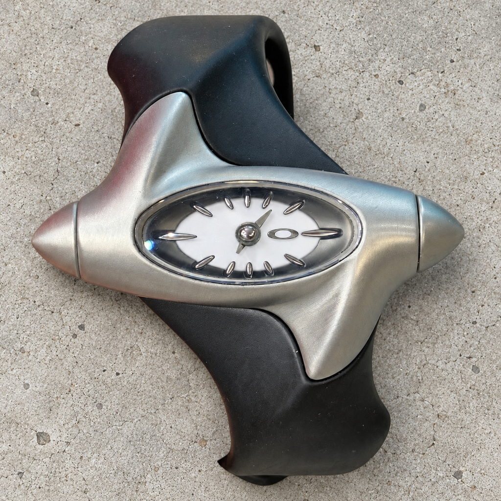 Oakley Torpedo Watch – Silver / White Dial / Black Strap